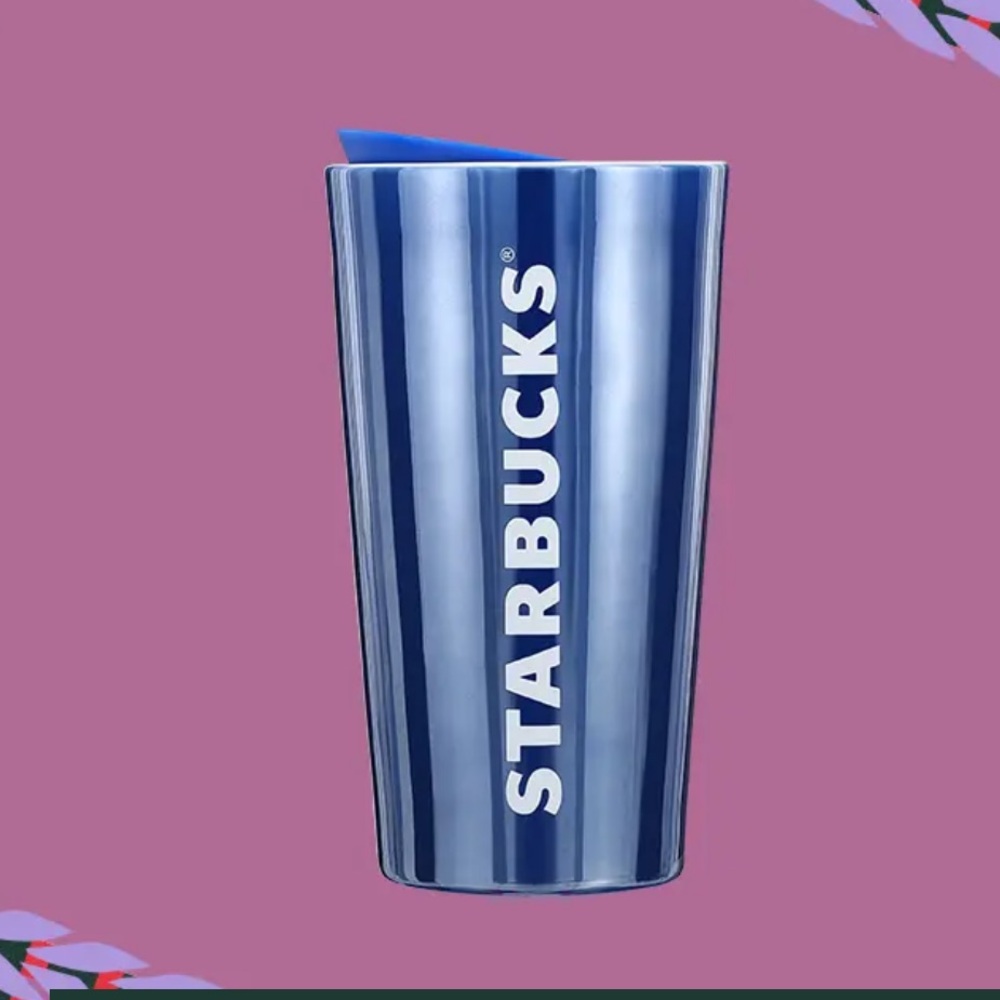 NEW,  Starbucks Holiday 2023 Winter Night Iridescent Blue Ceramic Tumbler, 12 oz